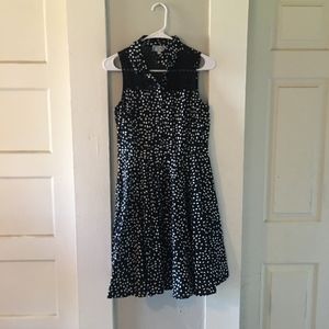 Black and White Polka Dot Collared Button Down Dre